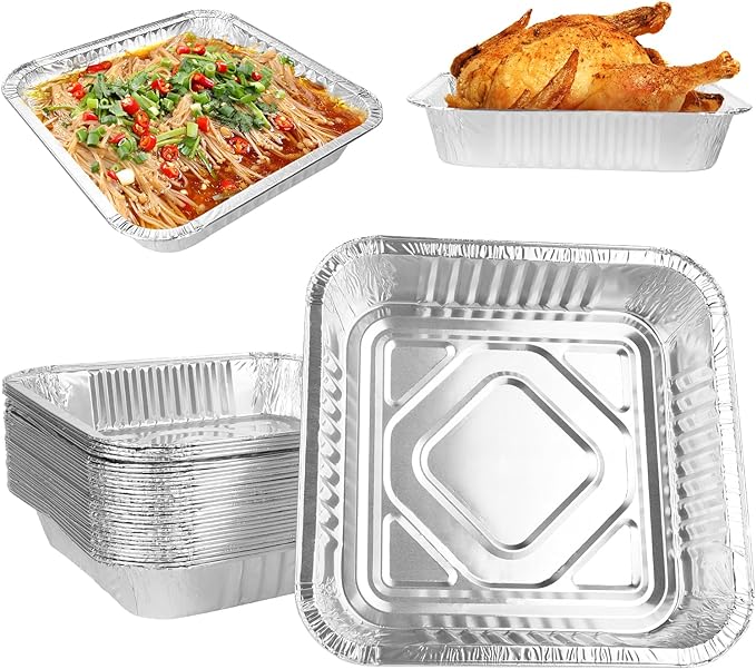 Square Aluminum Foil Food Tray No.9 Shallow (1500ml)