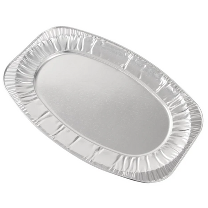 Medium 14" Oval Foil Platters Silver